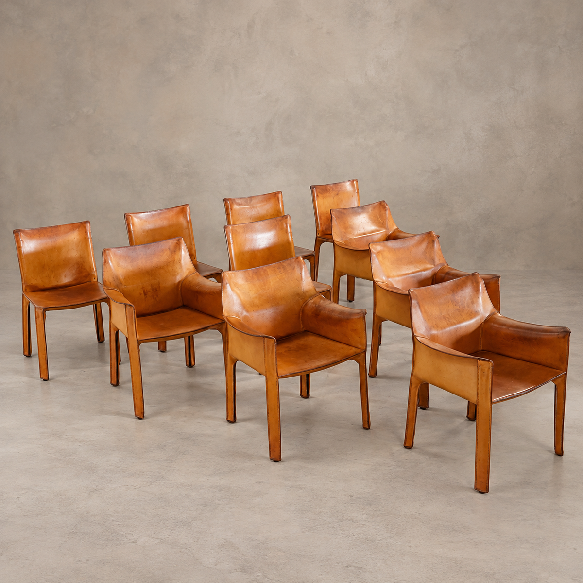 Set of Leather Cab Chairs