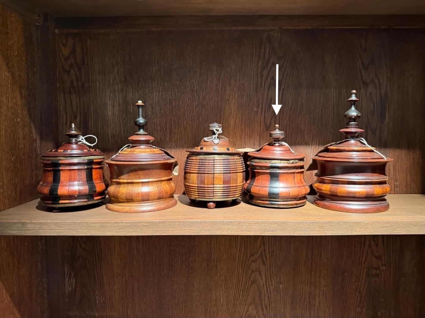 Turned Fruitwood Tobacco Jar with Ebonized Panels