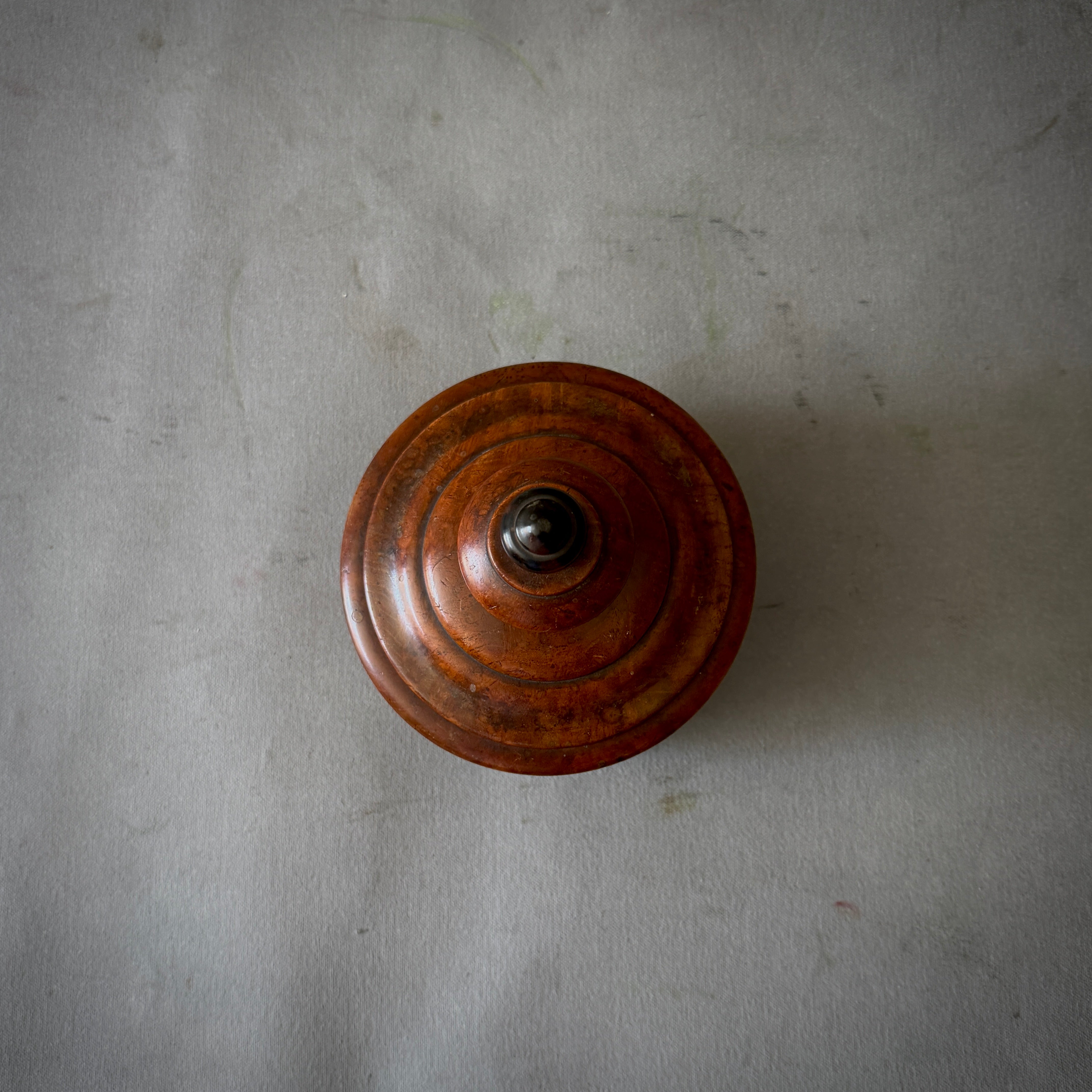 Turned Fruitwood Tobacco Jar with Low Domed Lid