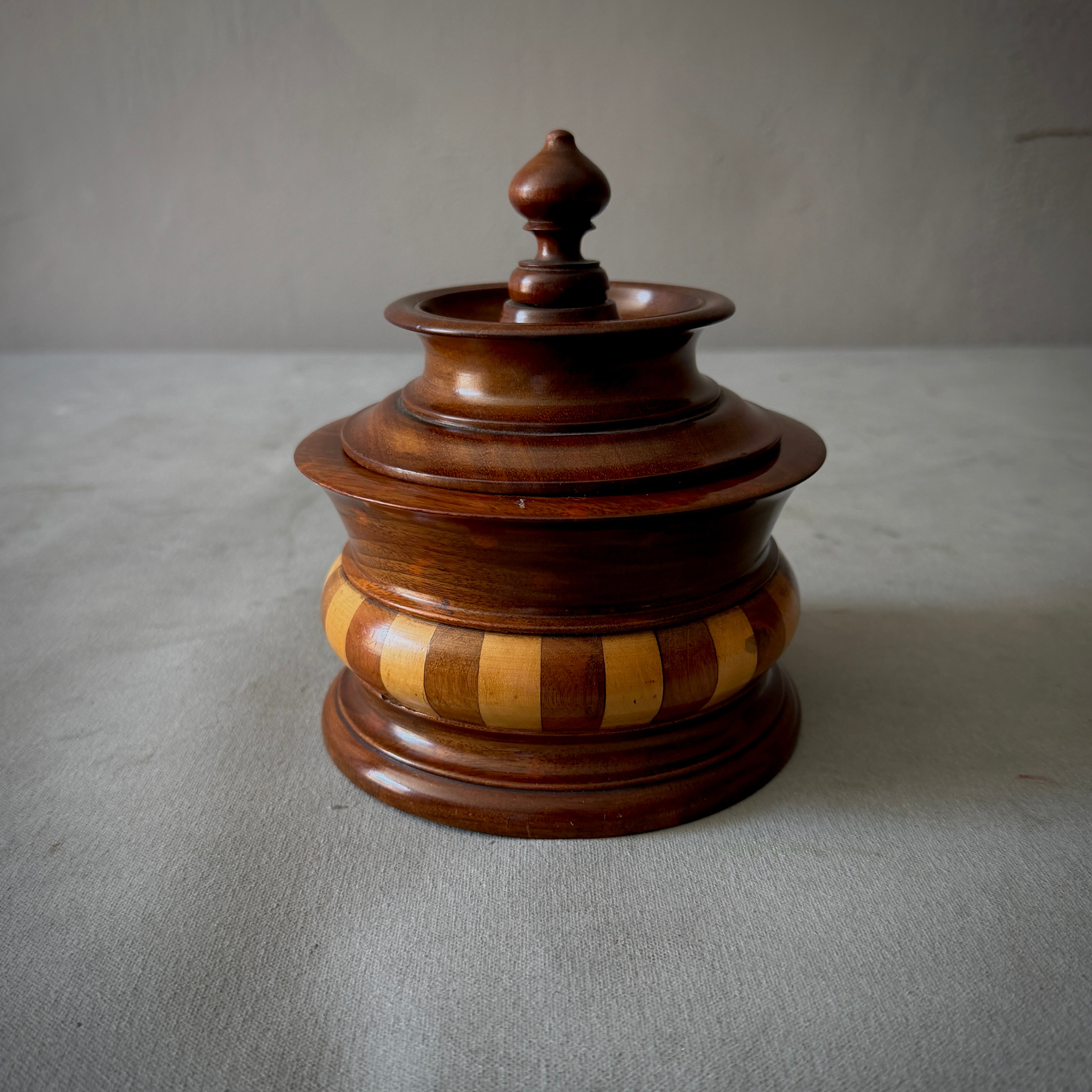 Dutch Fruitwood Tobacco Jar with Inlaid Band Decoration