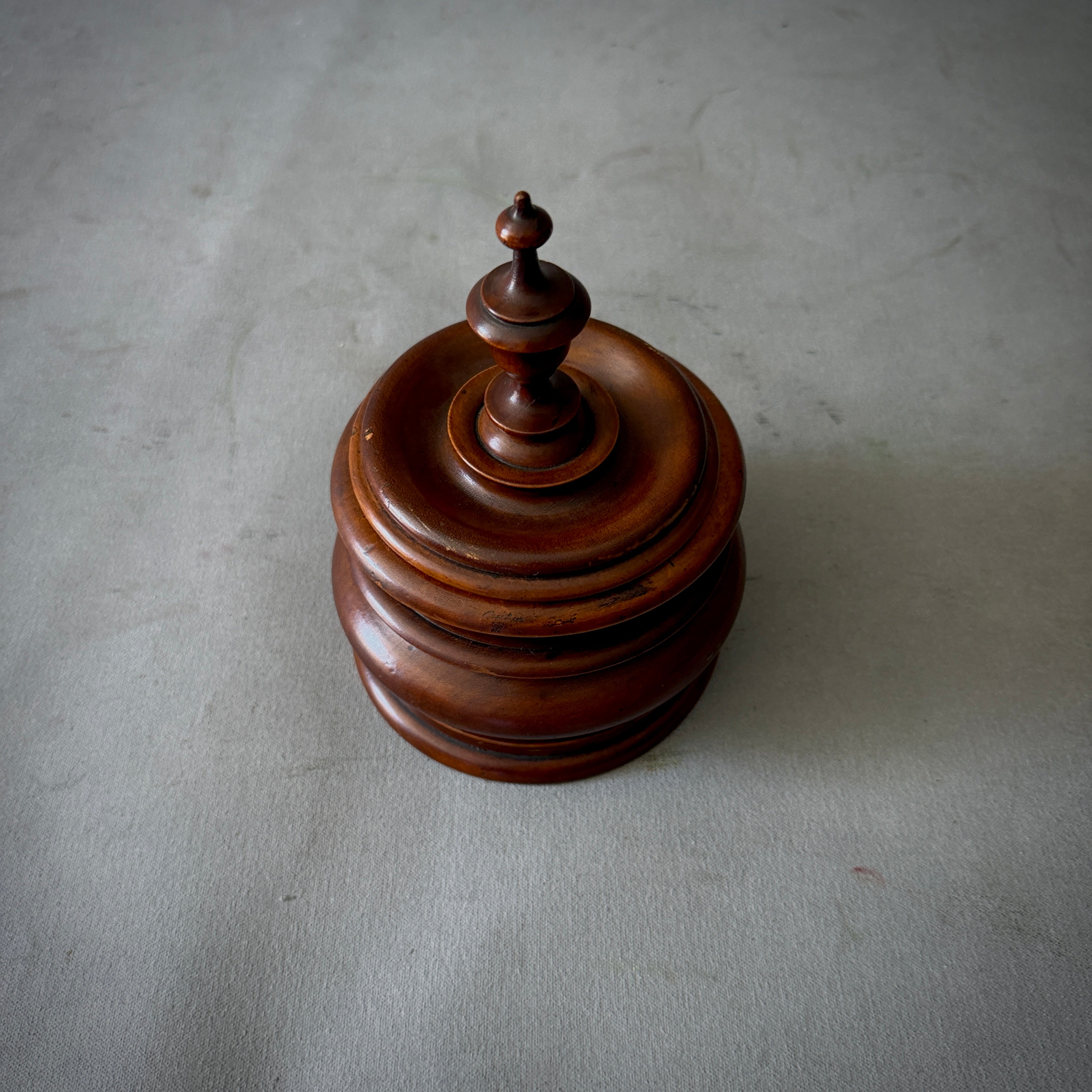 Small Dutch Fruitwood Tobacco Jar with Finial Lid