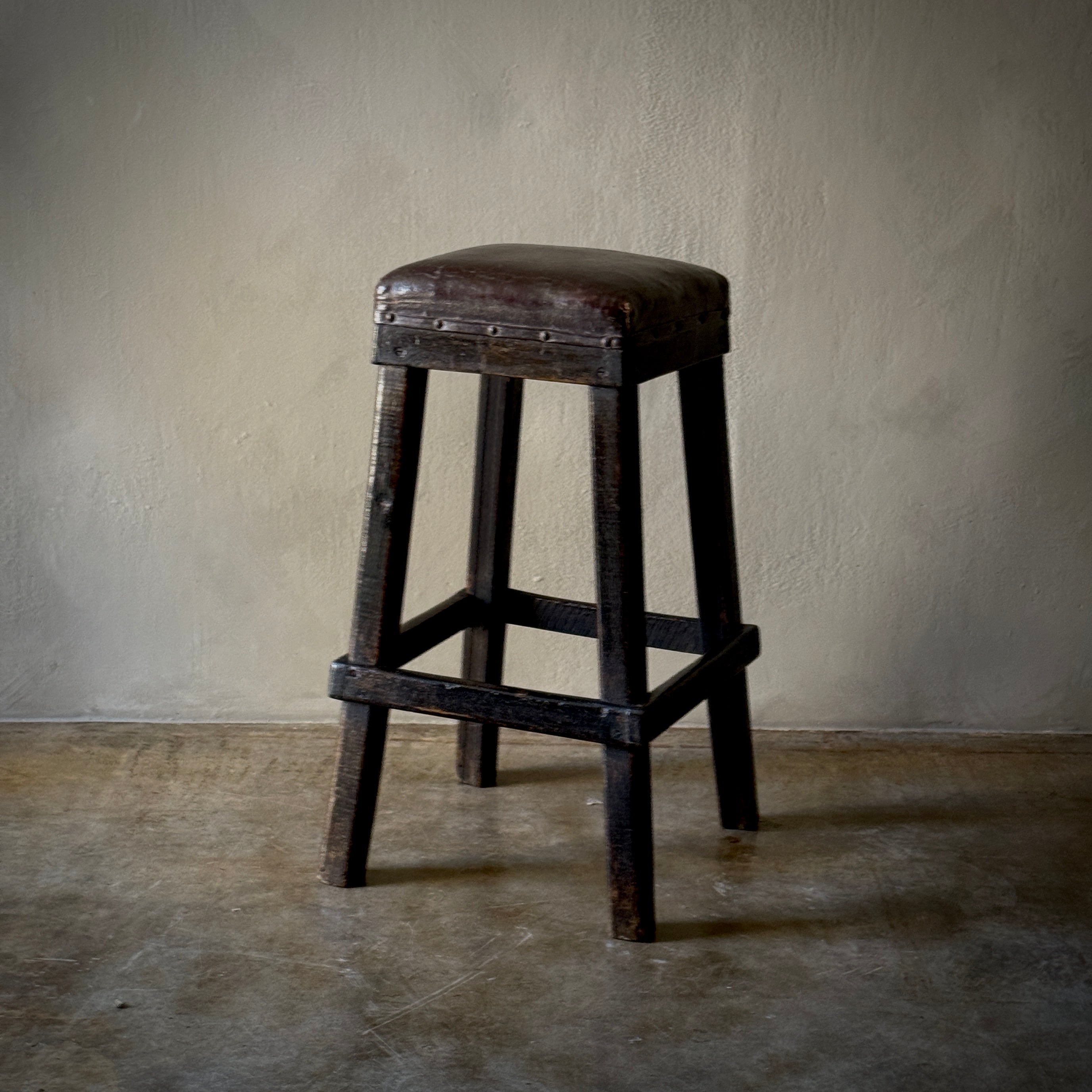 Leather Seated Stool