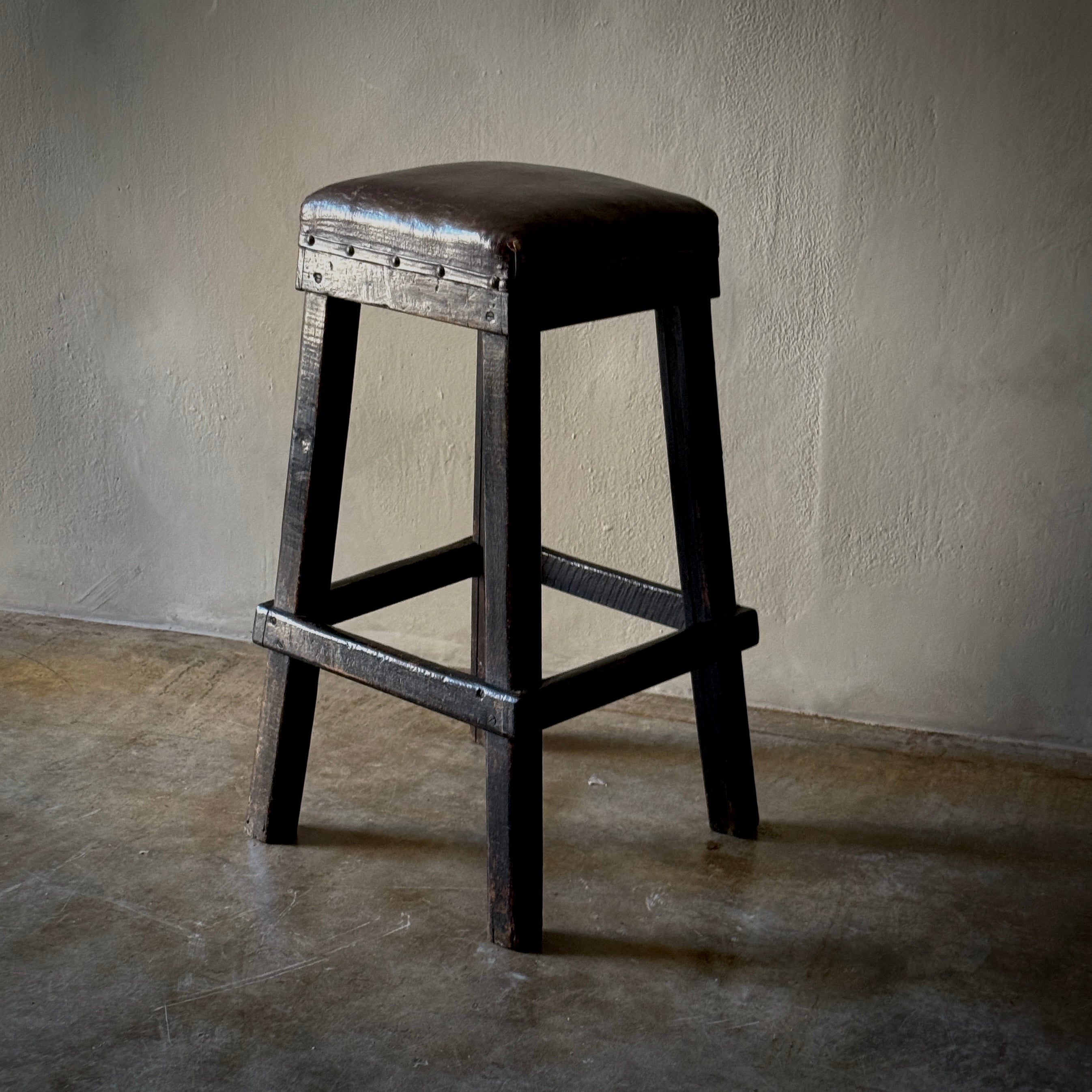 Leather Seated Stool
