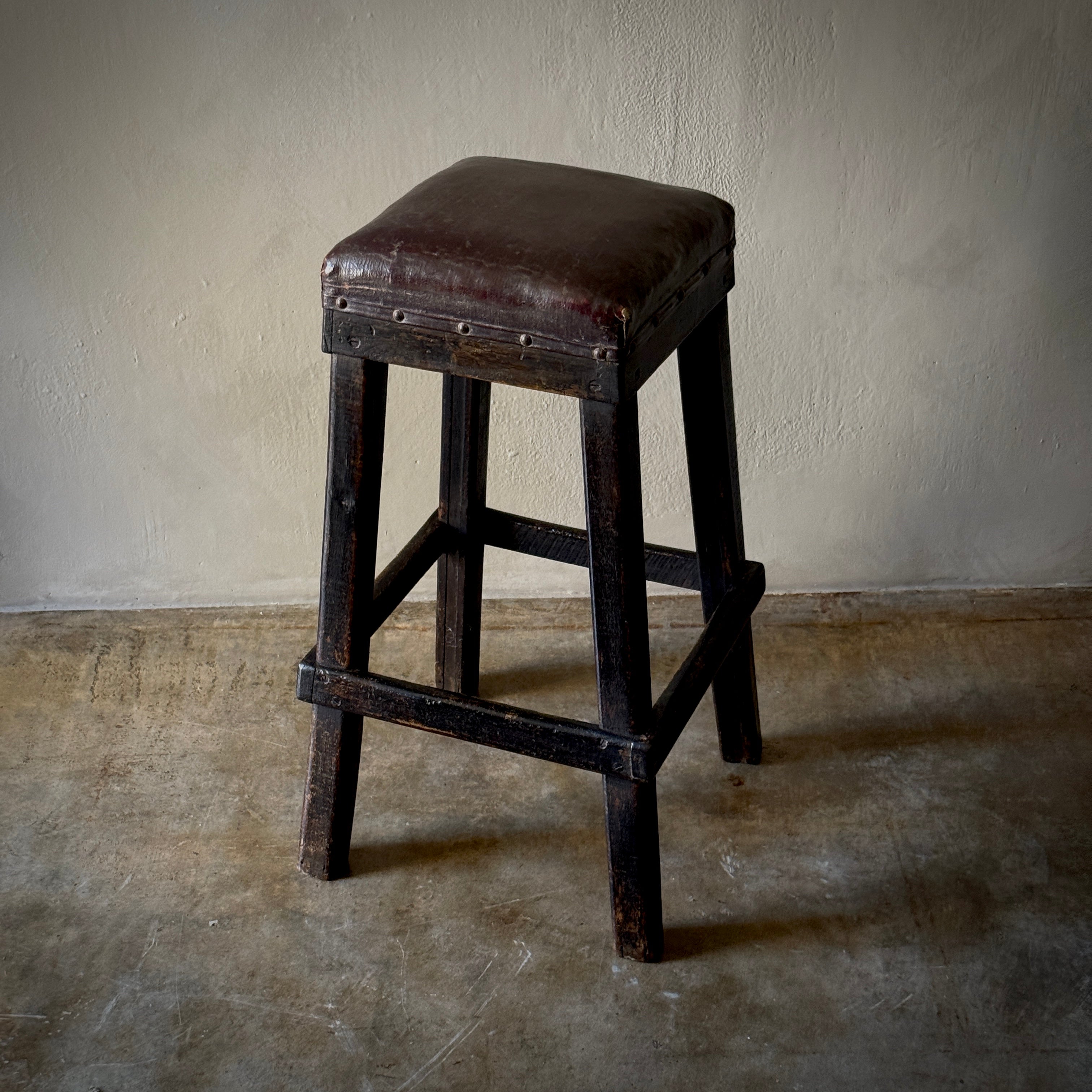 Leather Seated Stool