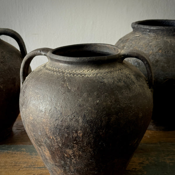 12 Black Terra Cotta Pots