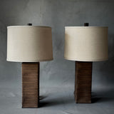 Pair of Ribbed Ceramic Table Lamps