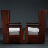 Pair of Haagse School High Back Armchairs