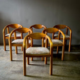 Set of Six Rainer Daumiller Pine Wood Arm Chairs