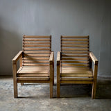 Pair of French 1970s Ash Wood Armchairs