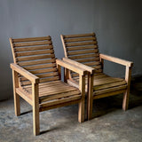 Pair of French 1970s Ash Wood Armchairs