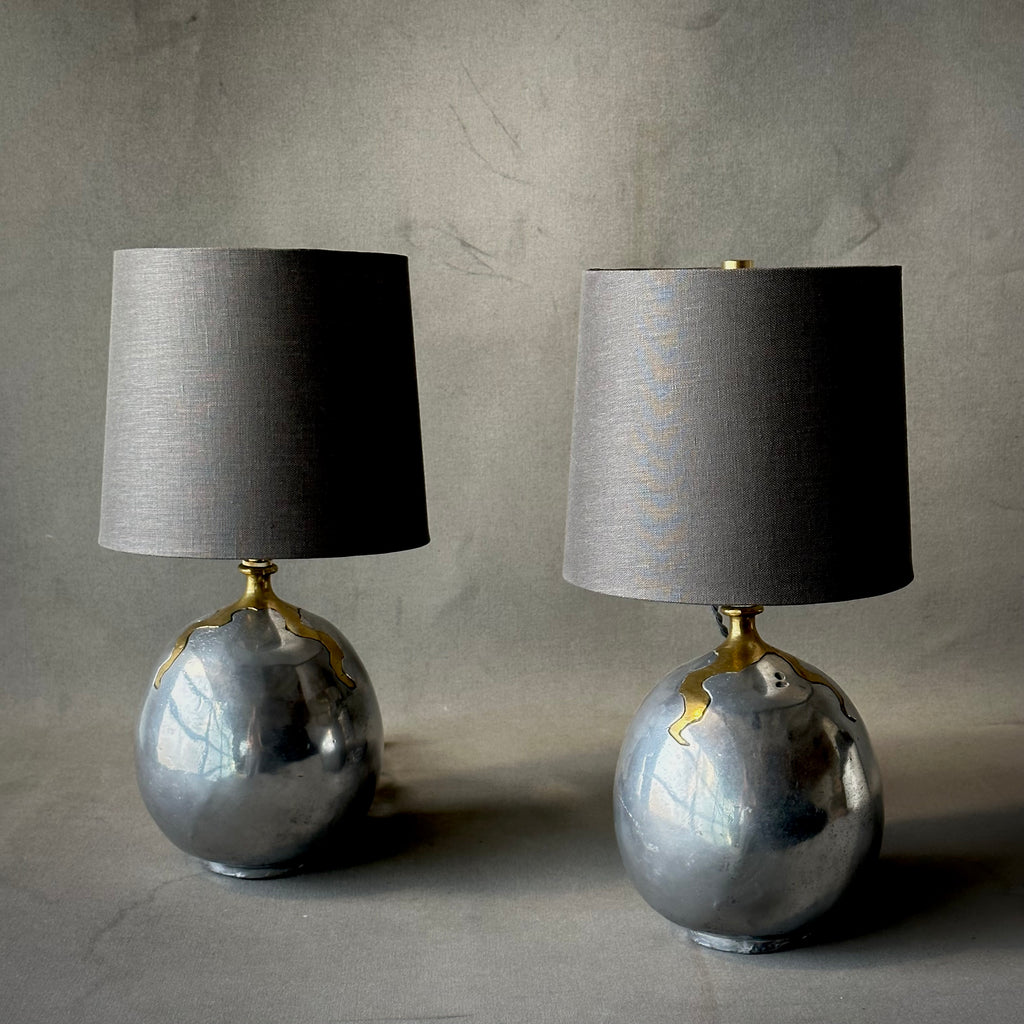 Pair of Aluminum David Marshall Table Lamps