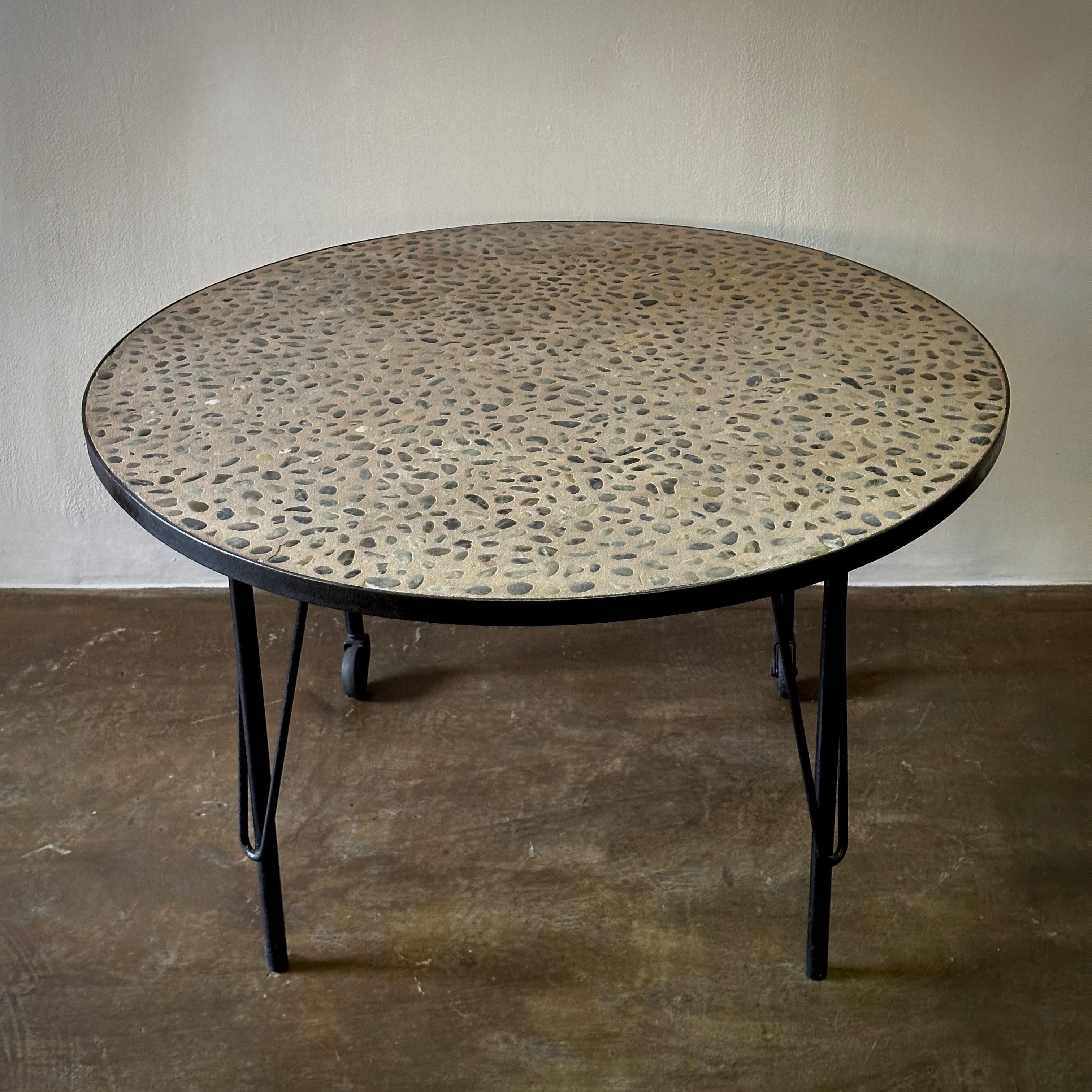 Pebble Stone and Iron Table
