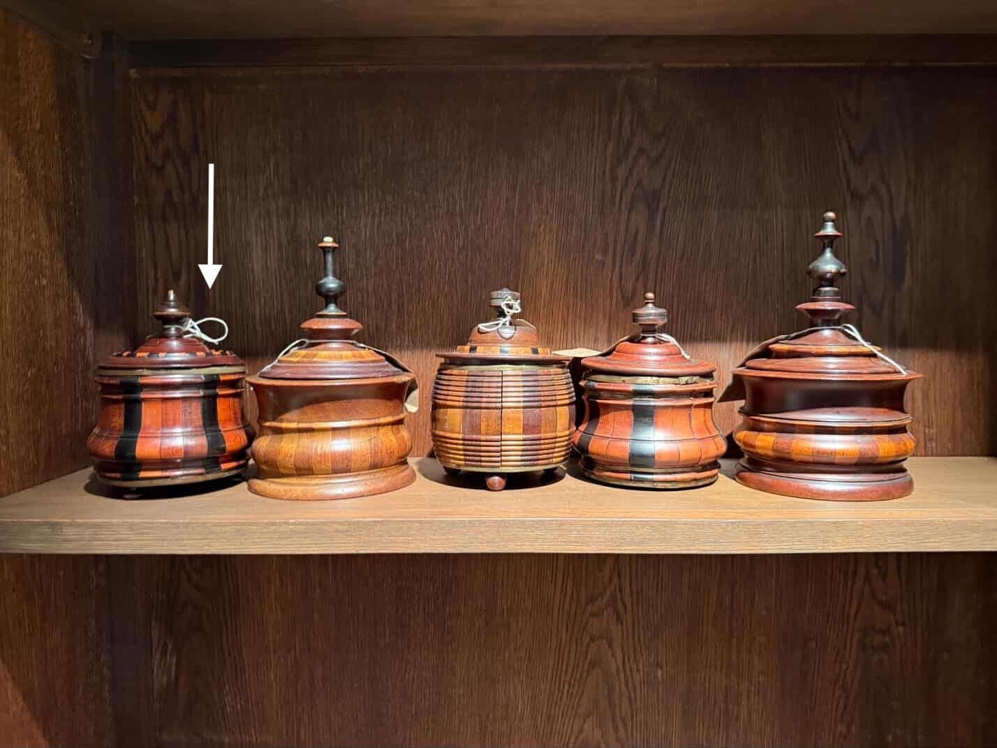 Banded Fruitwood Tobacco Jar with Ebonized Accents