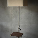 Metal Floor Lamp with Leather Drink Ledge