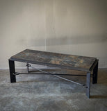 Lava Rock and Metal Table