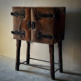 Primitive Leather Bar Cabinet