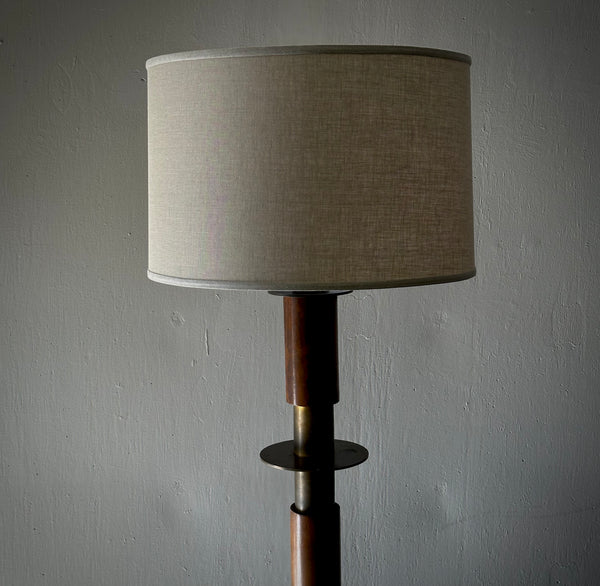 Jordi Villanova Wood and Brass Floor Lamp