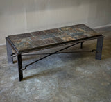 Lava Rock and Metal Table