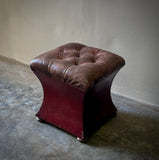 Tufted Leather Ottoman or Stool