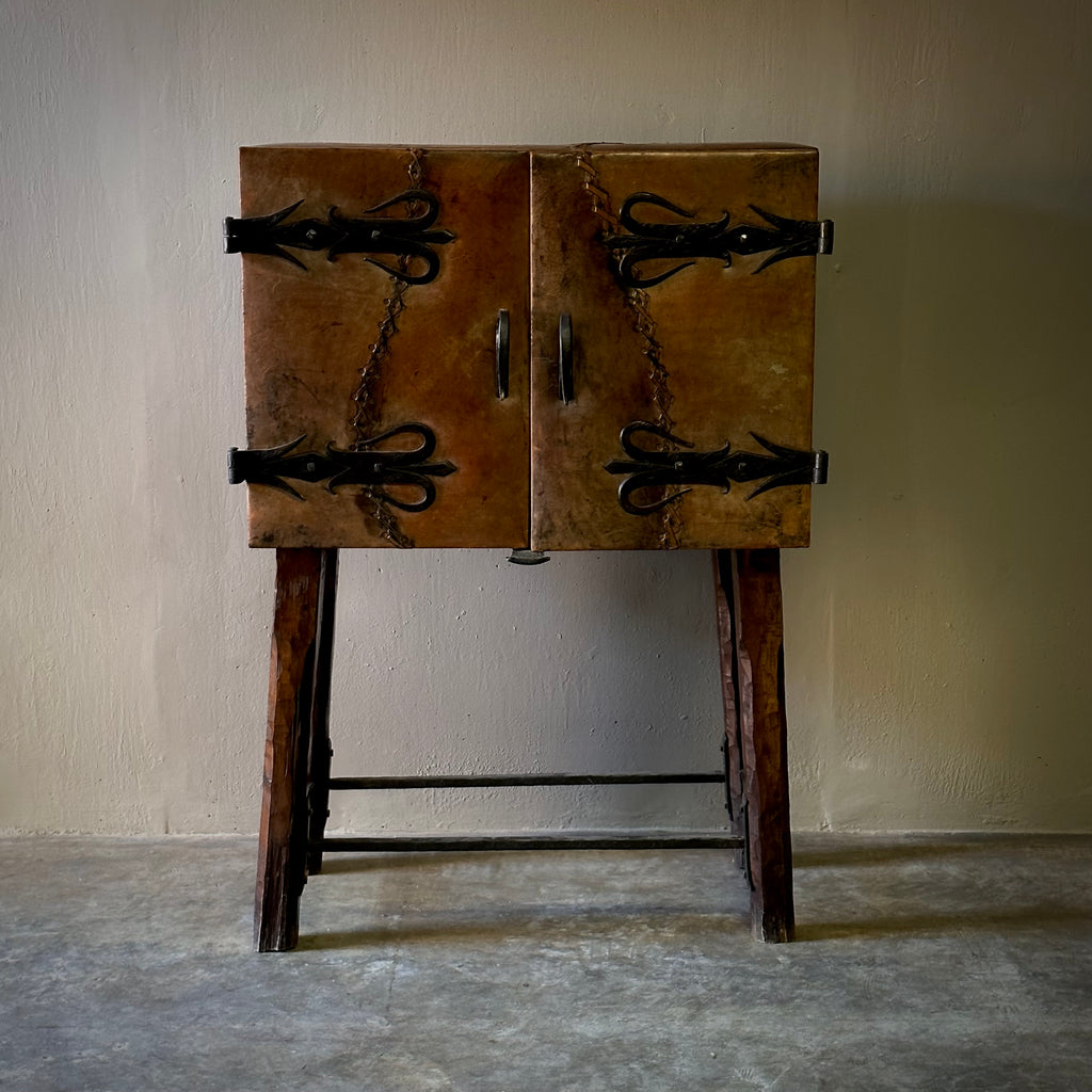 Primitive Leather Bar Cabinet