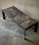 Lava Rock and Metal Table