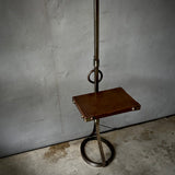 Metal Floor Lamp with Leather Drink Ledge