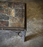 Lava Rock and Metal Table