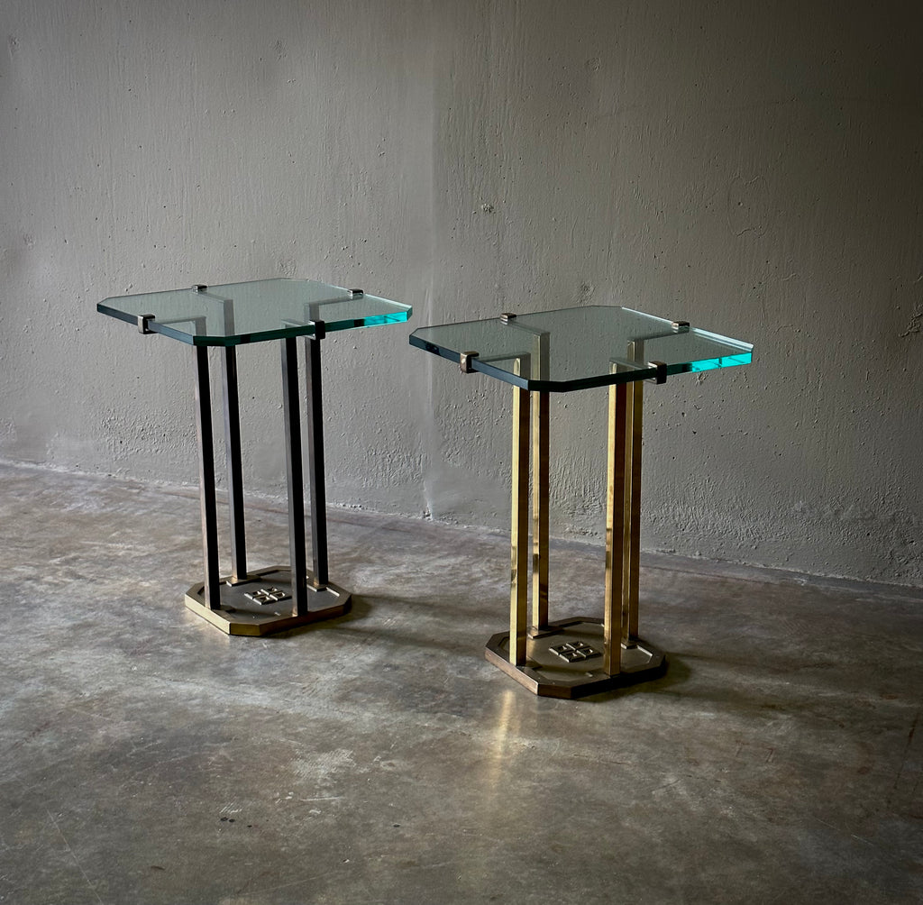 Peter Ghyczy Brass and Glass Side Table