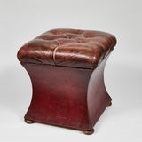 Tufted Leather Ottoman or Stool
