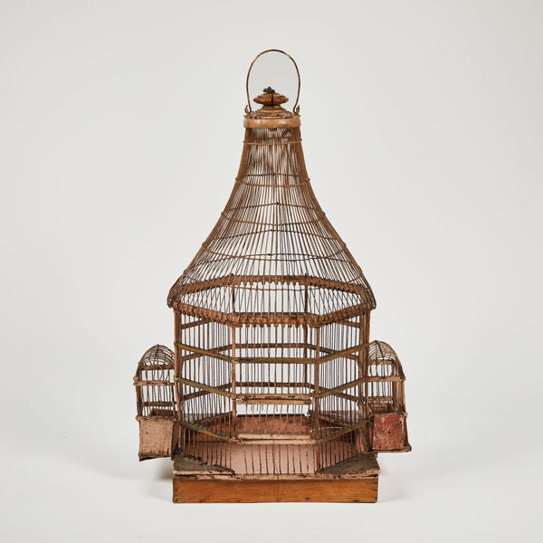 WOOD AND METAL BIRDCAGE
