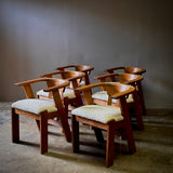 Set of Six Oak Dining Chairs by De Puydt