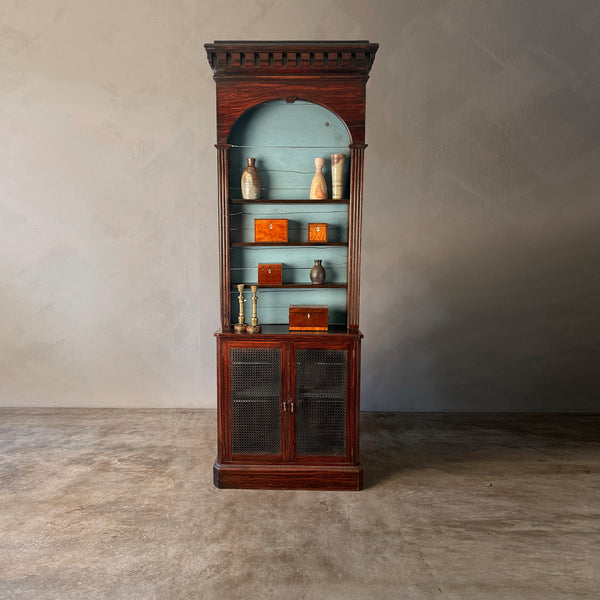Victorian English Bookcase with Caned Doors