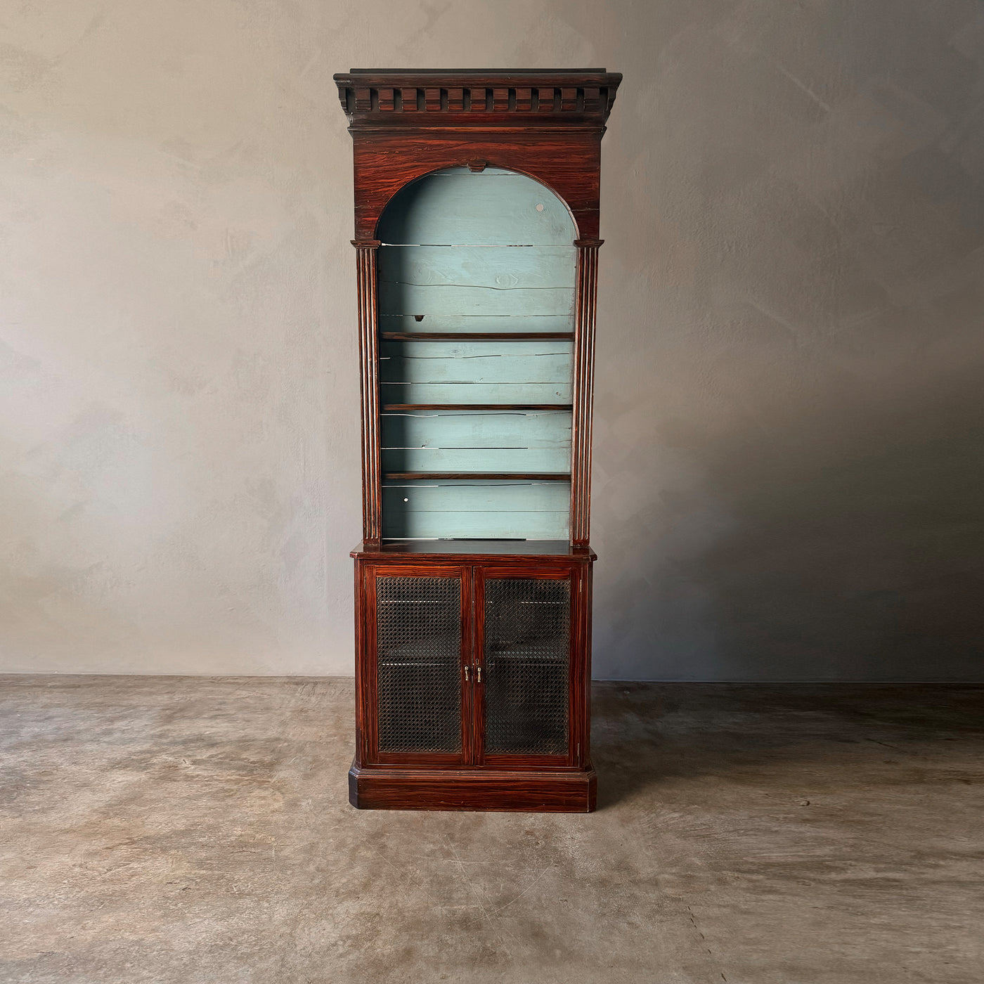 Victorian English Bookcase with Caned Doors
