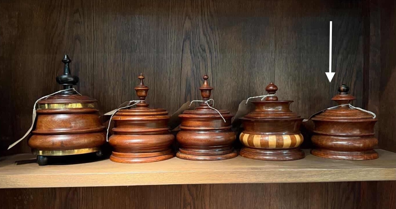 Turned Fruitwood Tobacco Jar with Low Domed Lid