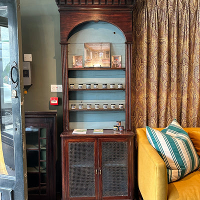 Victorian English Bookcase with Caned Doors