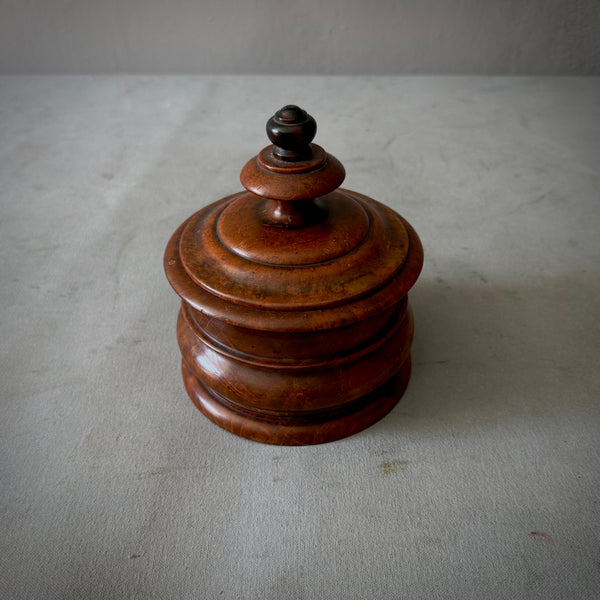 Turned Fruitwood Tobacco Jar with Low Domed Lid