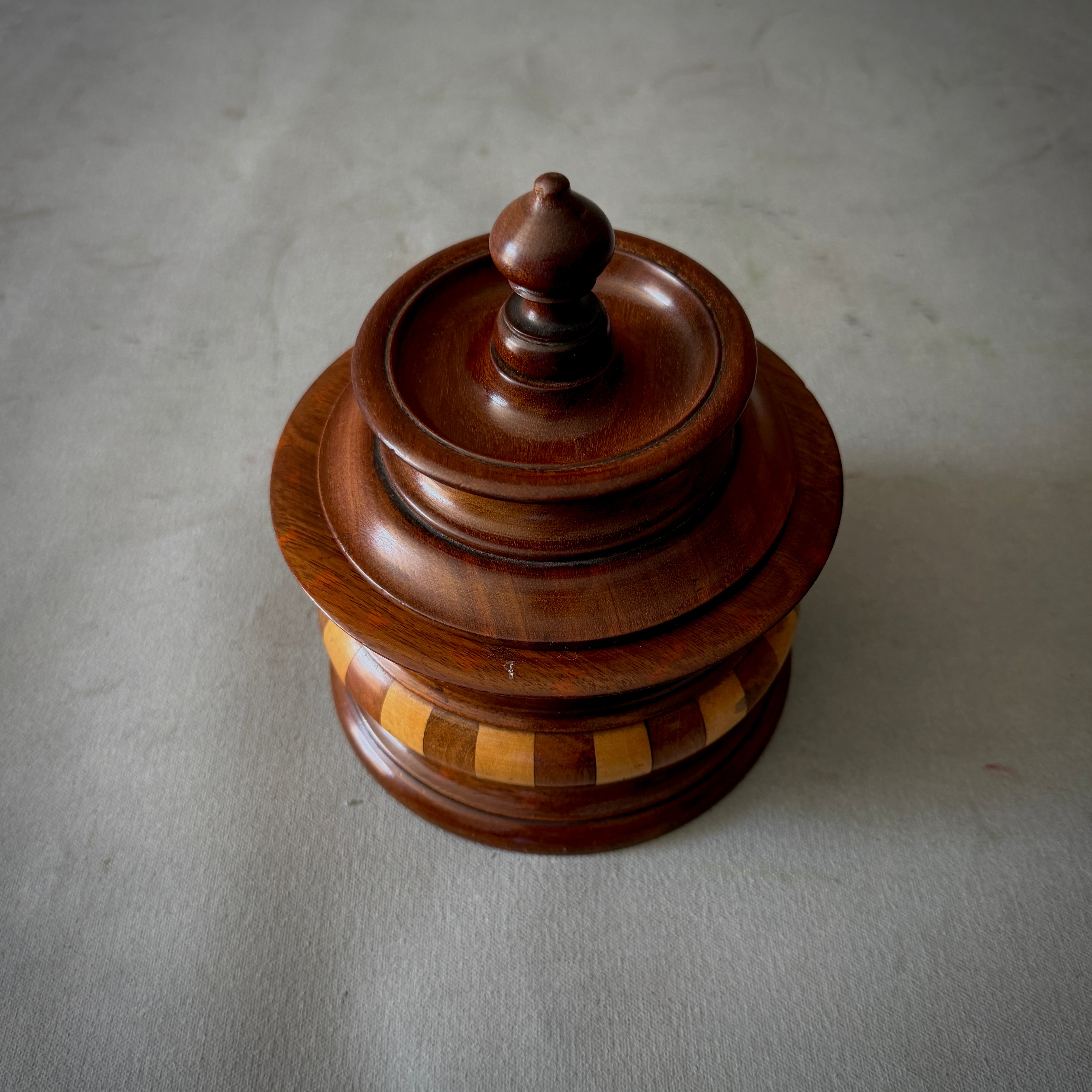 Dutch Fruitwood Tobacco Jar with Inlaid Band Decoration