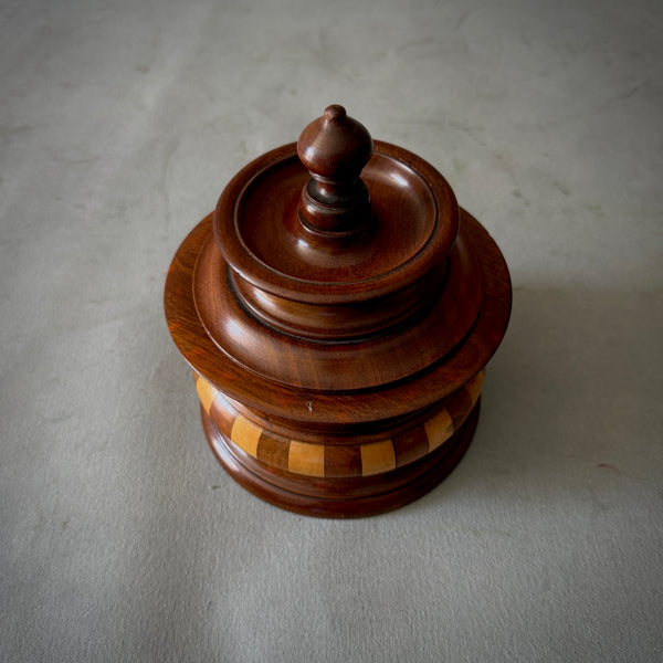 Dutch Fruitwood Tobacco Jar with Inlaid Band Decoration