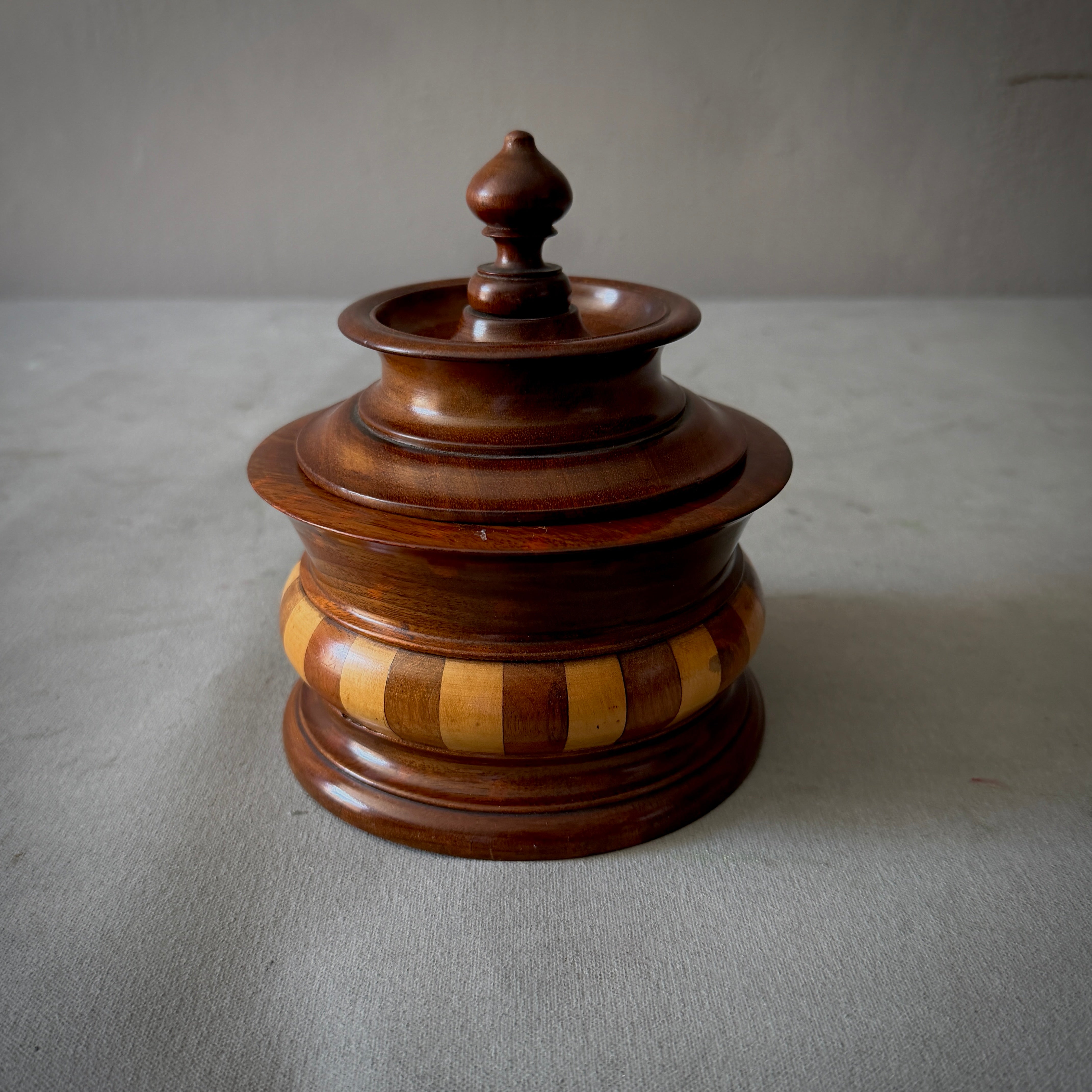 Dutch Fruitwood Tobacco Jar with Inlaid Band Decoration