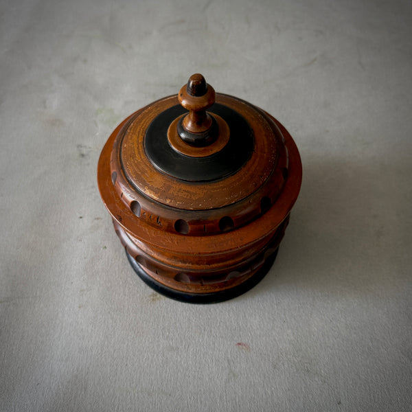 Turned Fruitwood Tobacco Jar with Carved Band Detail