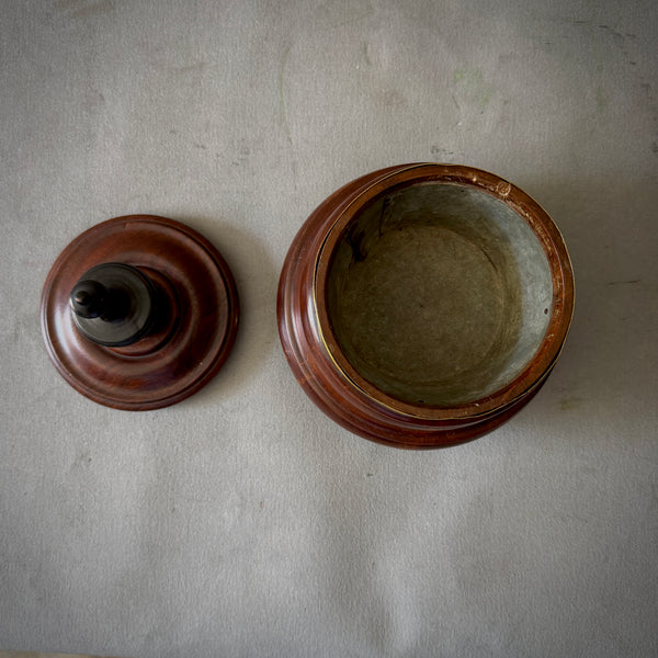 Large Fruitwood Tobacco Jar with Brass Banding