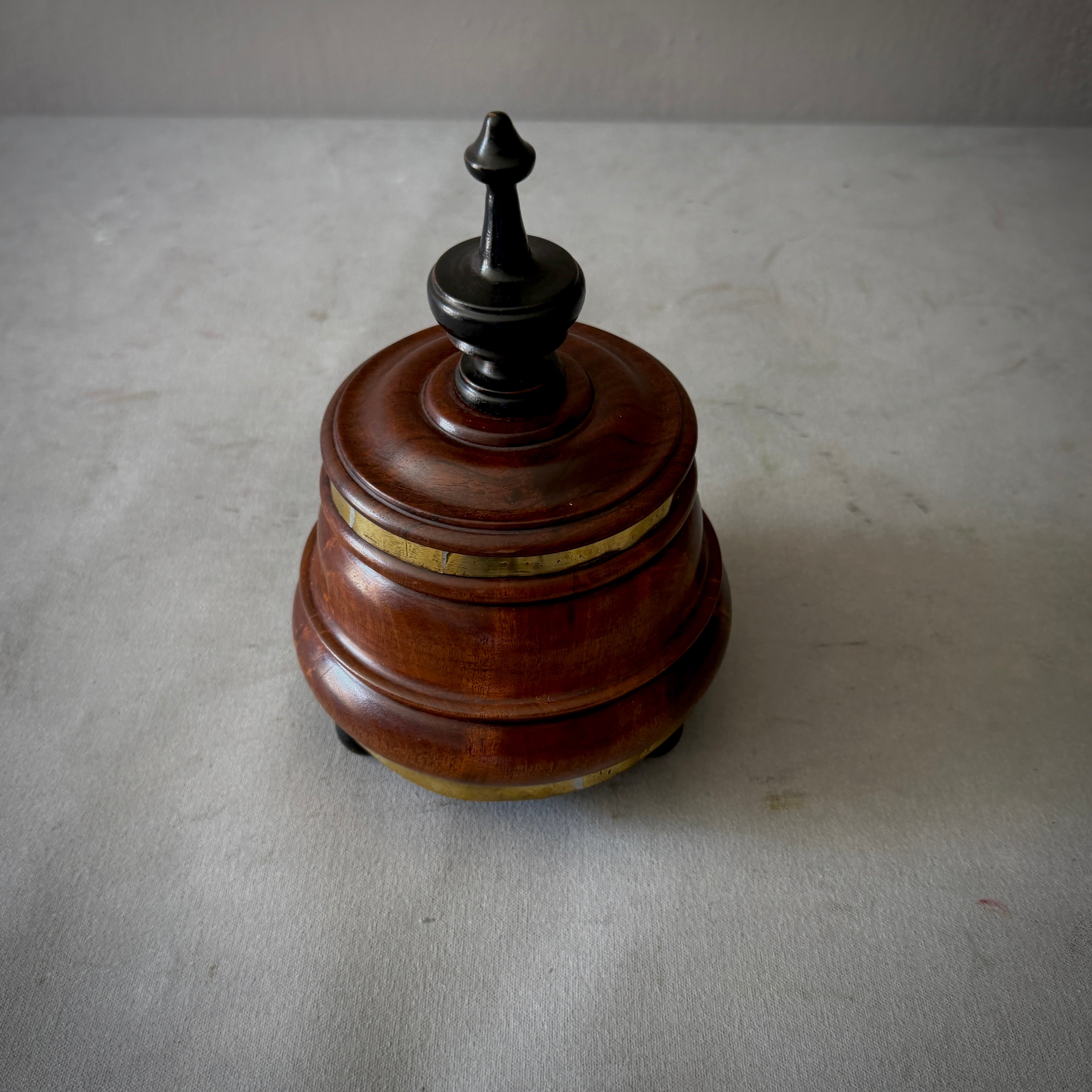 Large Fruitwood Tobacco Jar with Brass Banding