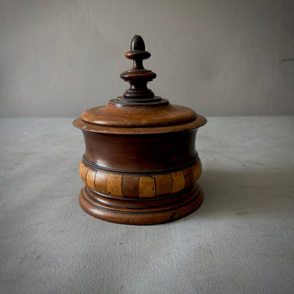 Turned Fruitwood Tobacco Jar with Wide Flared Lid