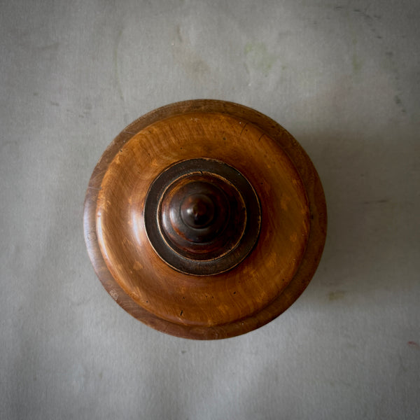 Turned Fruitwood Tobacco Jar with Wide Flared Lid