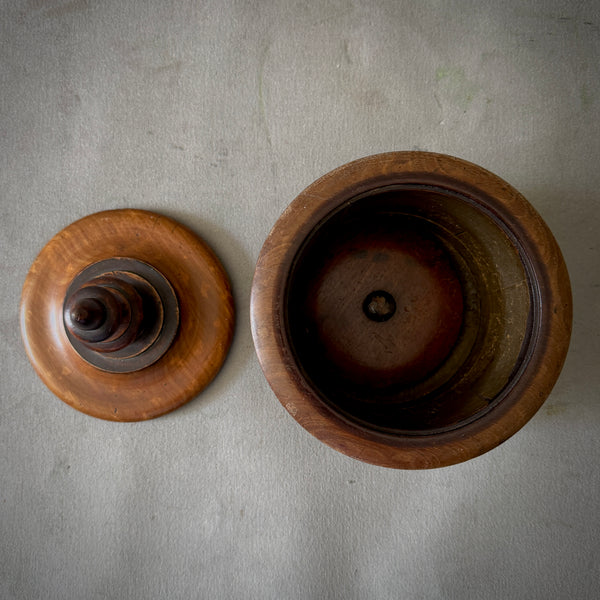 Turned Fruitwood Tobacco Jar with Wide Flared Lid