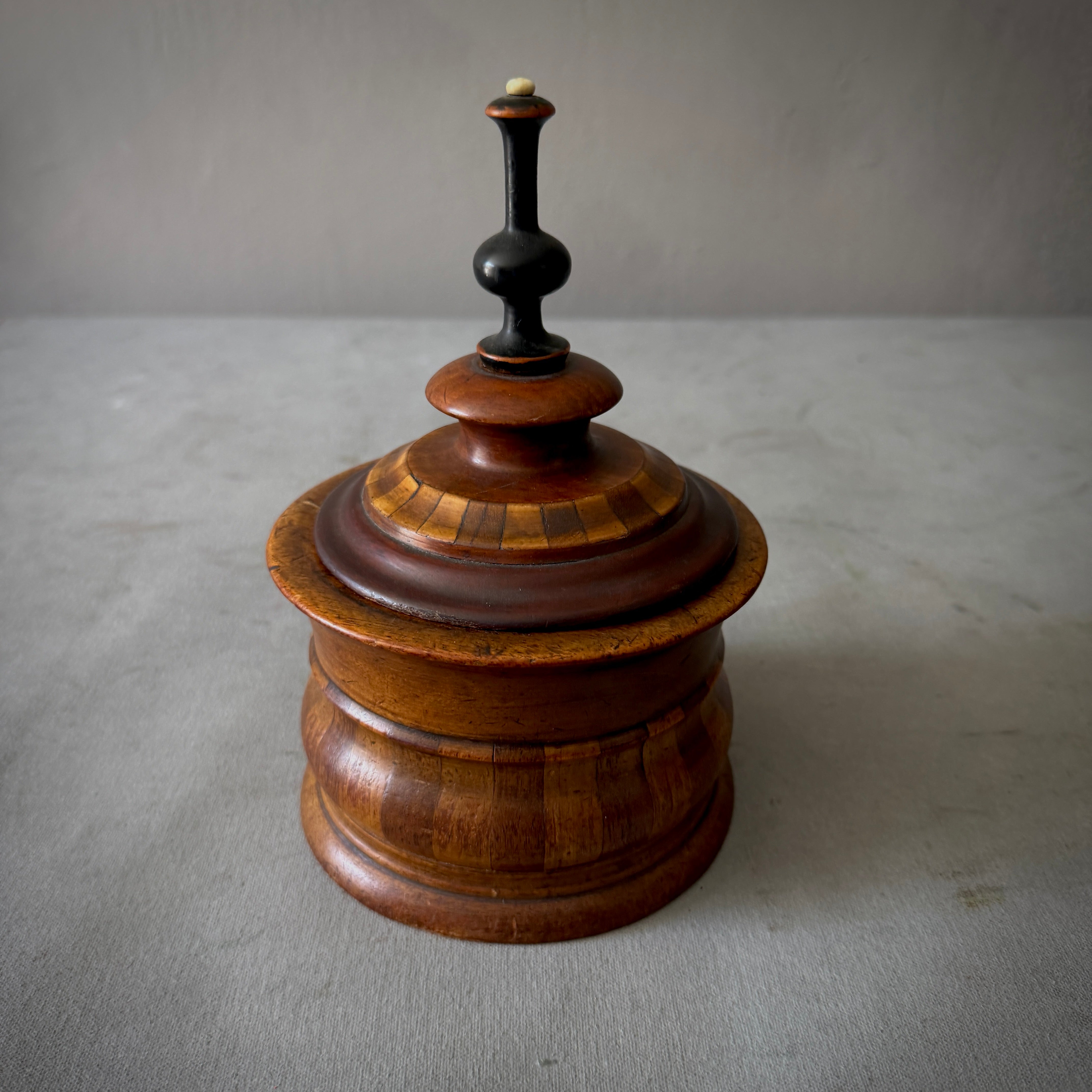Tall Fruitwood Tobacco Jar with Baluster Finial