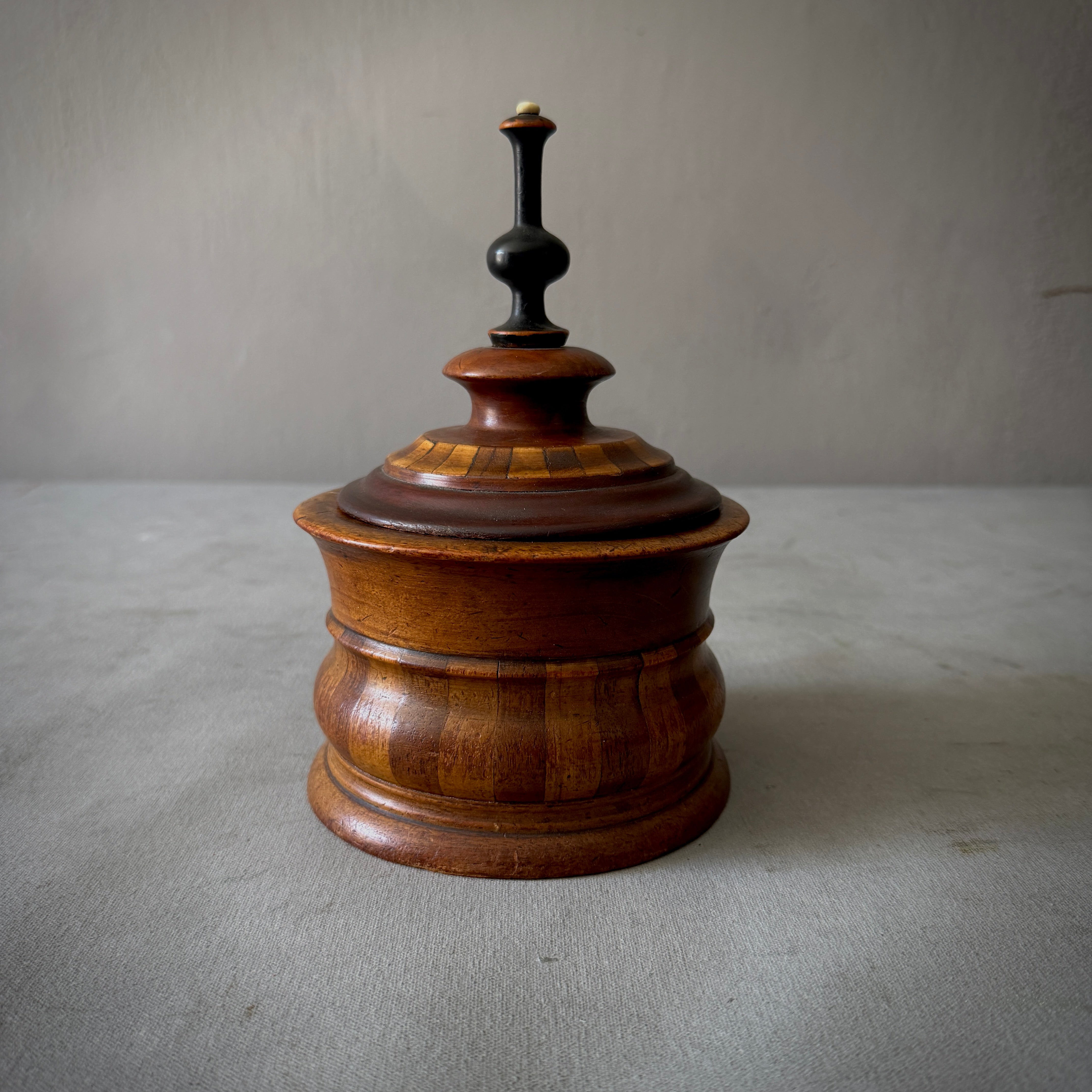 Large Fruitwood Tobacco Jar with Tiered Lid