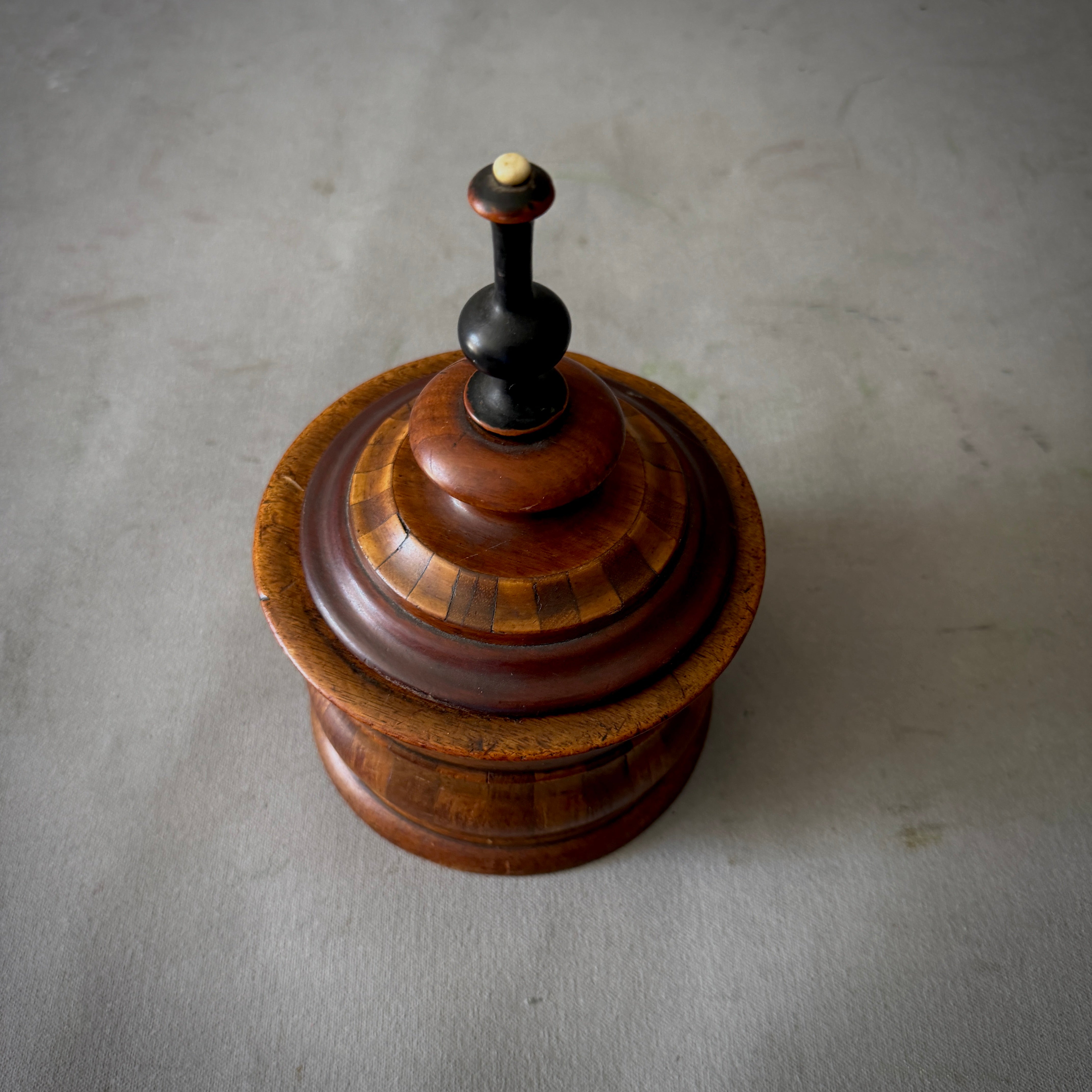Large Fruitwood Tobacco Jar with Tiered Lid