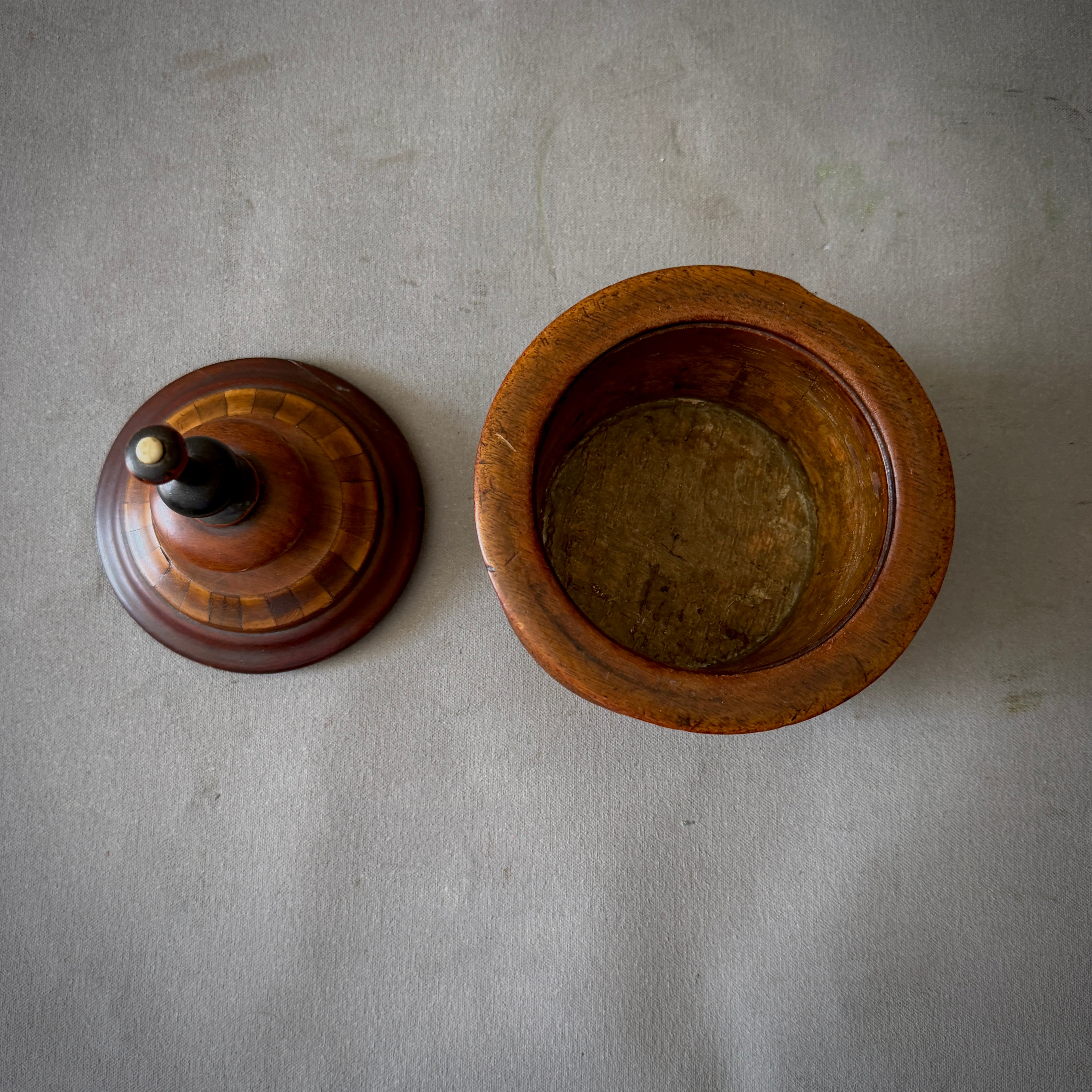 Large Fruitwood Tobacco Jar with Tiered Lid
