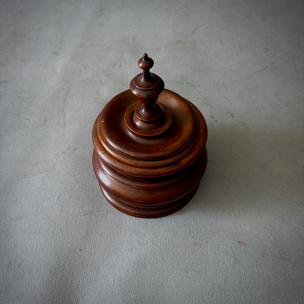 Small Dutch Fruitwood Tobacco Jar with Finial Lid